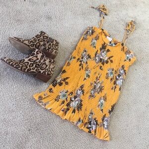 MILEY+MOLLY/“DIJON FLORAL”SMOCKED TIE STRAP BODYCON DRESS/ NWT